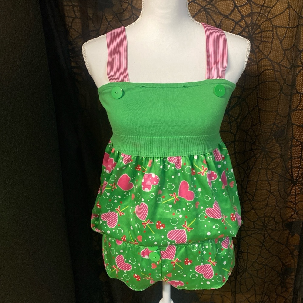 Green and Pink Heart Patterned PJs